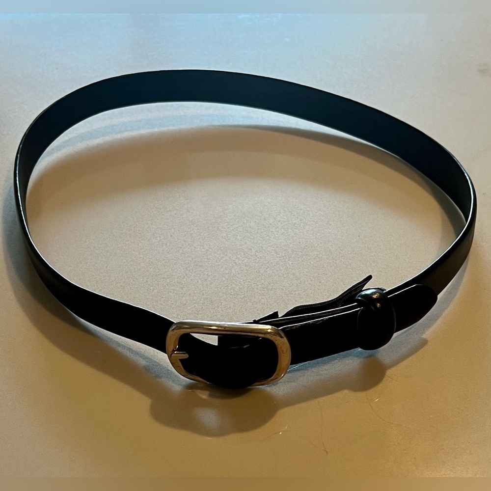 Thomas Bates Men’s Slim Black Leather Belt Size 30